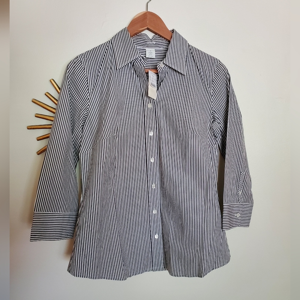 J. Crew Kelly Striped 3/4 Button Down